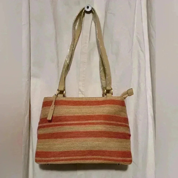 NWOT Etienne Aigner Striped Purse. Y2K Still Plastic Wrapped Handles, Never Used - Picture 2 of 11